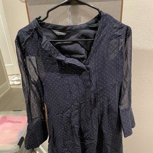 club monaco polkadot long sleeve dress size 0